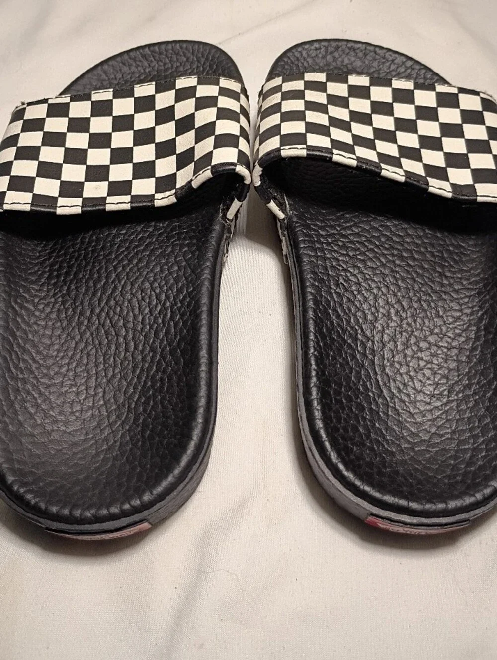 Vans Youth La Costa Slide-On Black White Checkerboard Sandals Size 12 Excellent